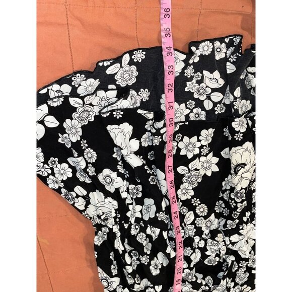 Moschino Black & White Floral Button-Up Long-Sleeve Women's Dress Size 10 - Picture 6 of 8